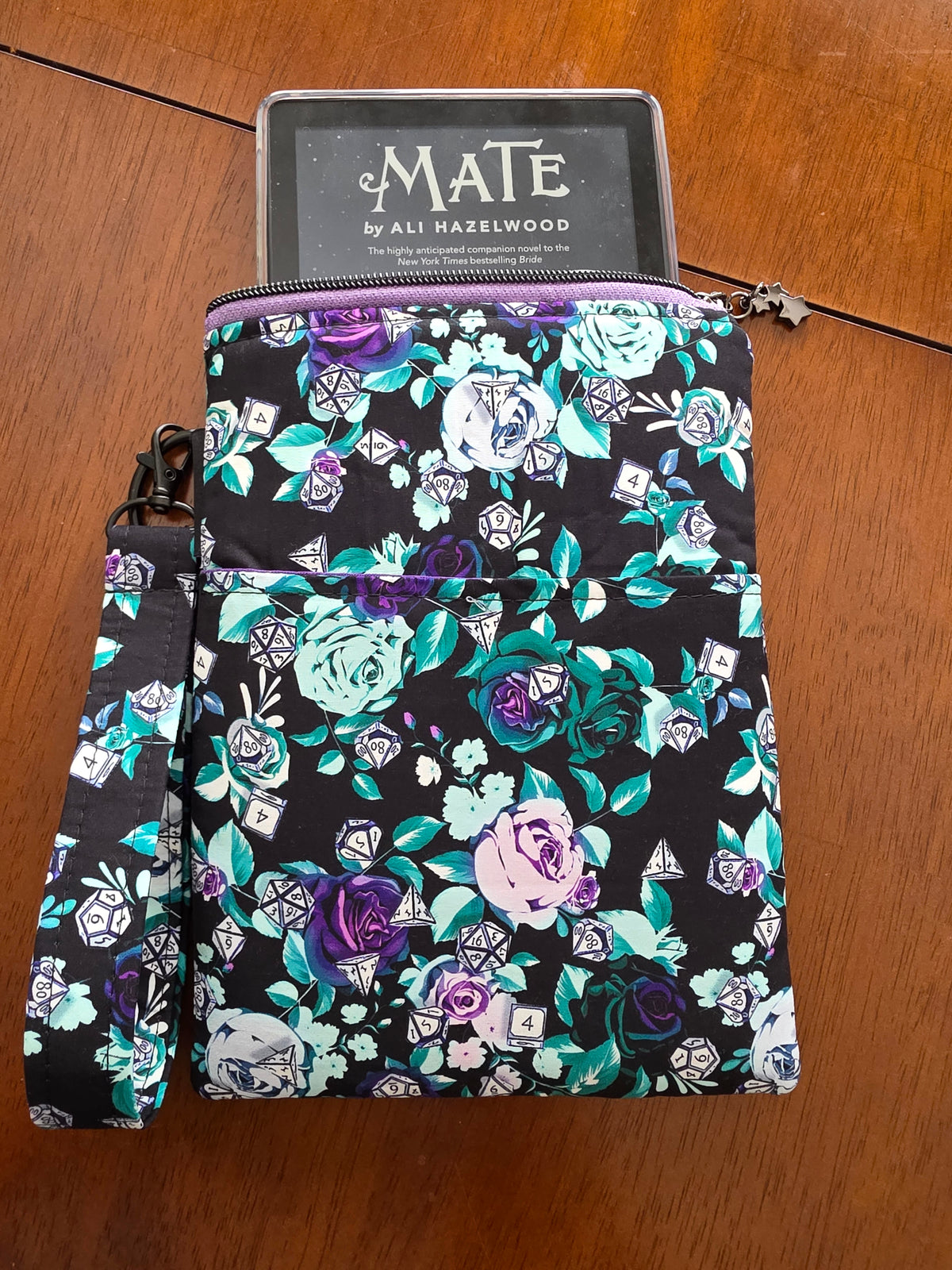 Purple and Teal Critical Rose E-Reader Sleeve