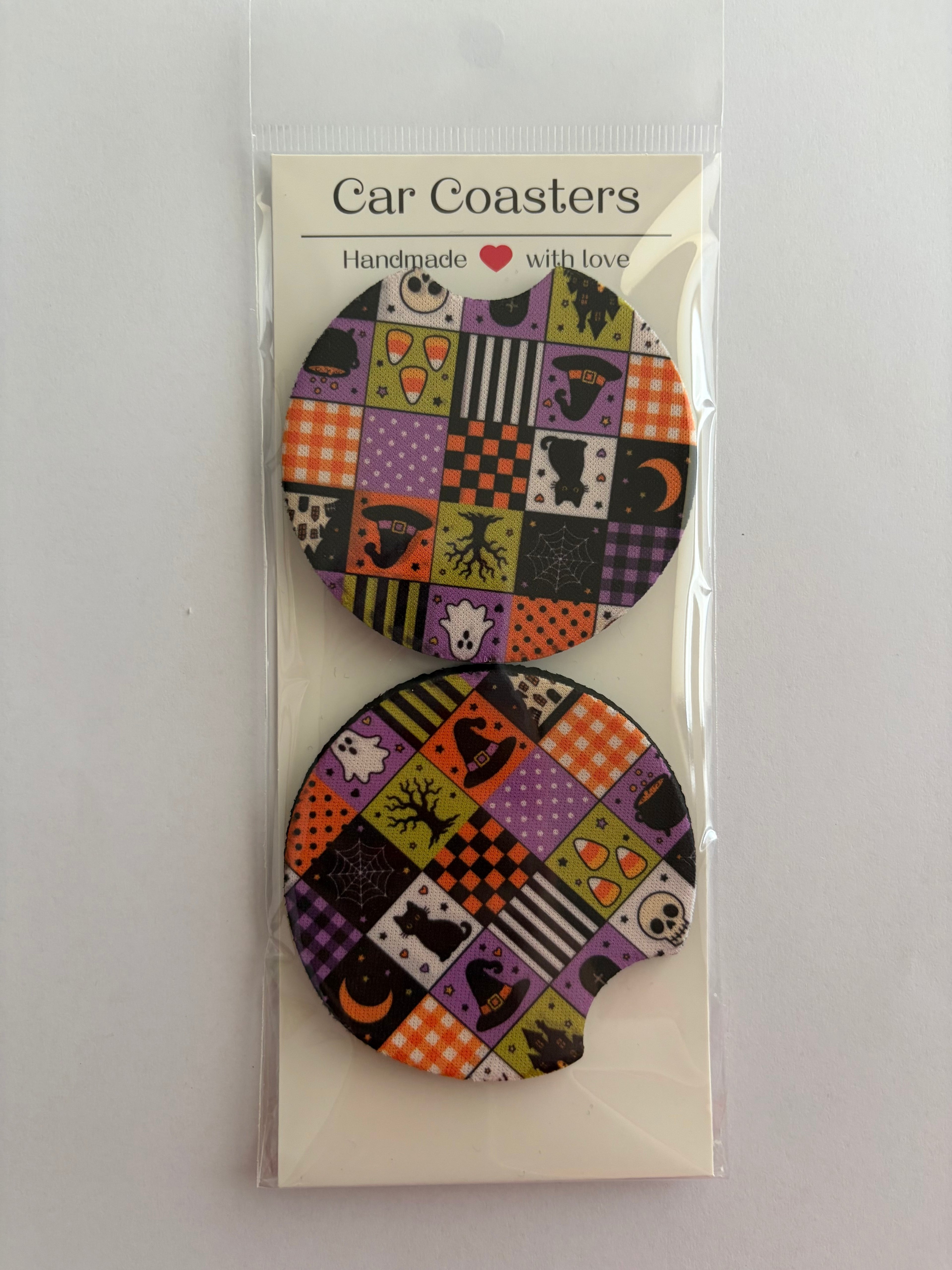 Checkered Halloween Car Coasters